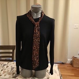 14th & Union pullover black sweater with attached scarf.  Long sleeve si…